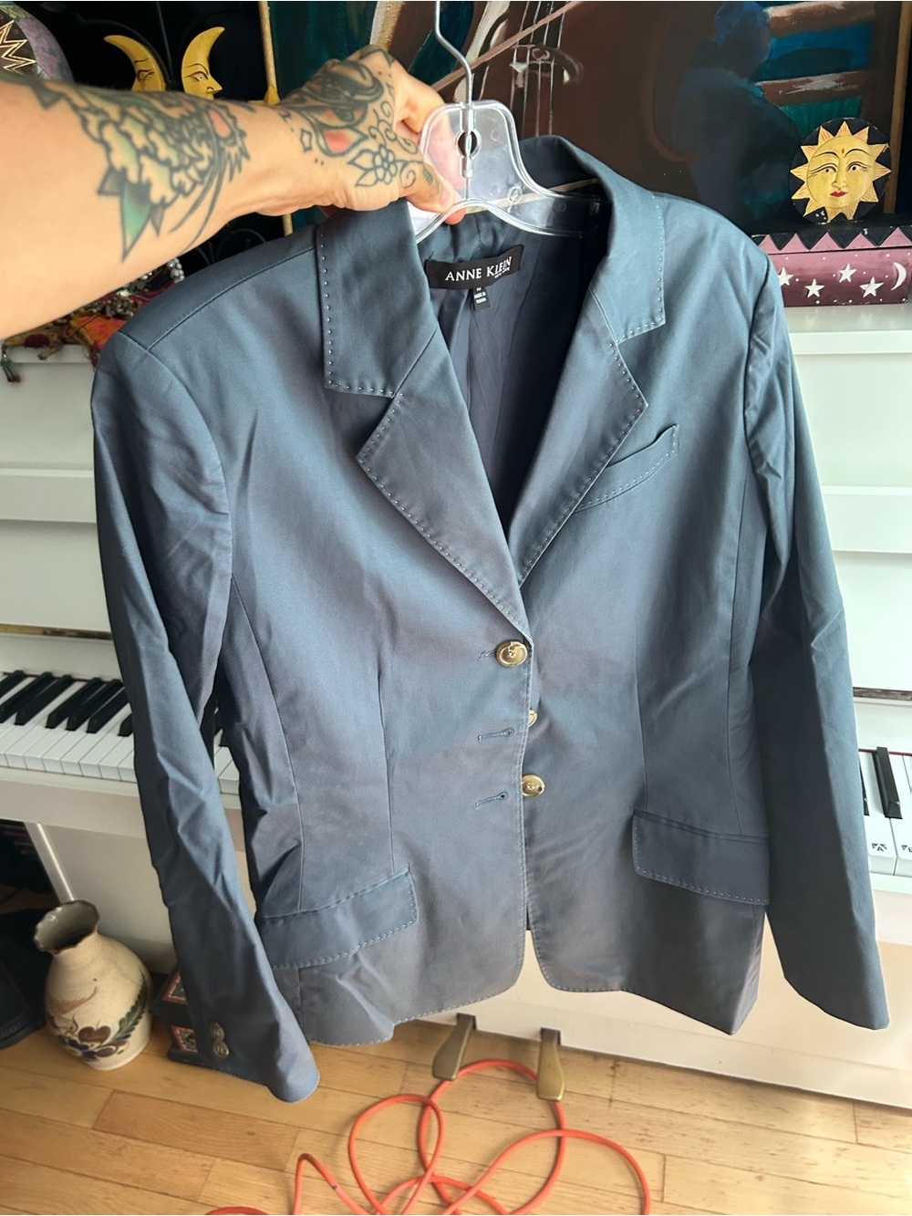 Anne Klein Slate Gray Tailored Blazer Women’s Size 10 Career Office Jacket
